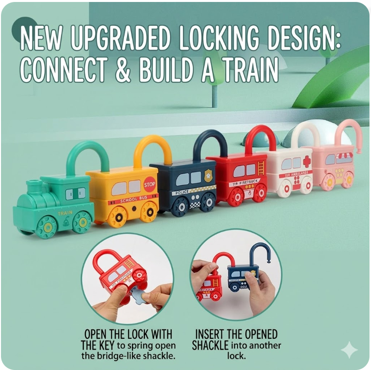 Unlocking Vehicle Train Toy Set with Matching Number Keys