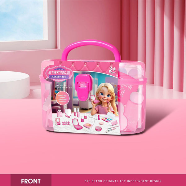 Kids' Pretend Makeup Styling Kit with Storage Box