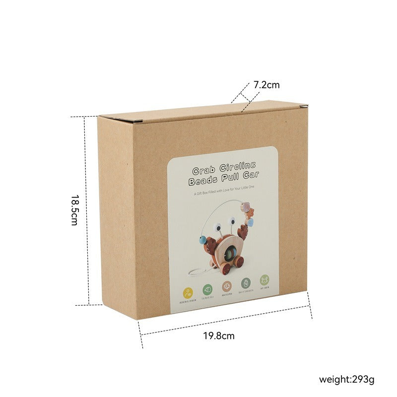 Wooden Crab Pull Toy and Bead Maze