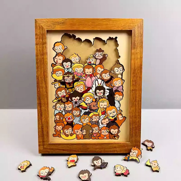 Wooden Sun Wukong Art Jigsaw Puzzle with Frame