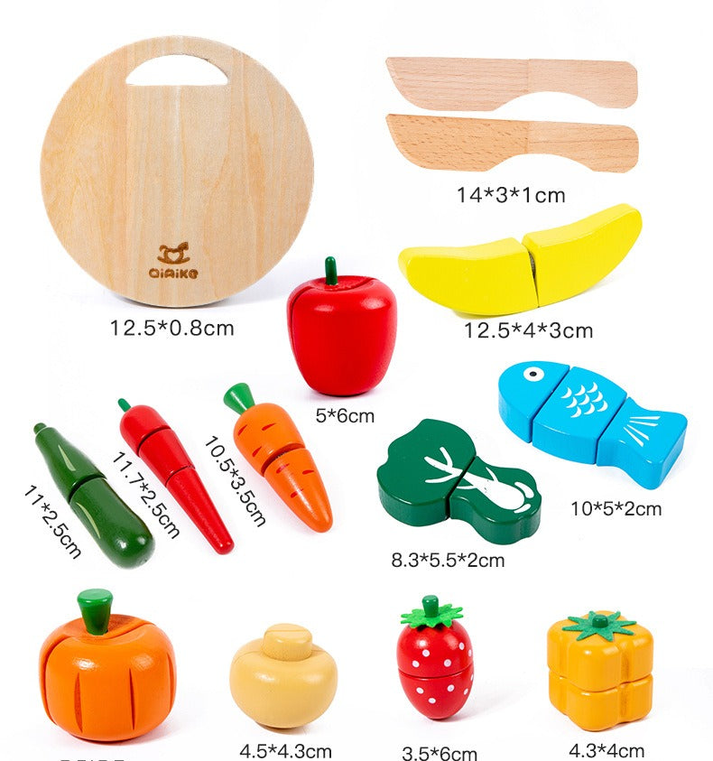 Wooden Fruit & Vegetable Pretend Play Cutting Set