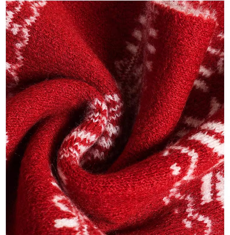 Classic Fair Isle Wool Knit Scarf