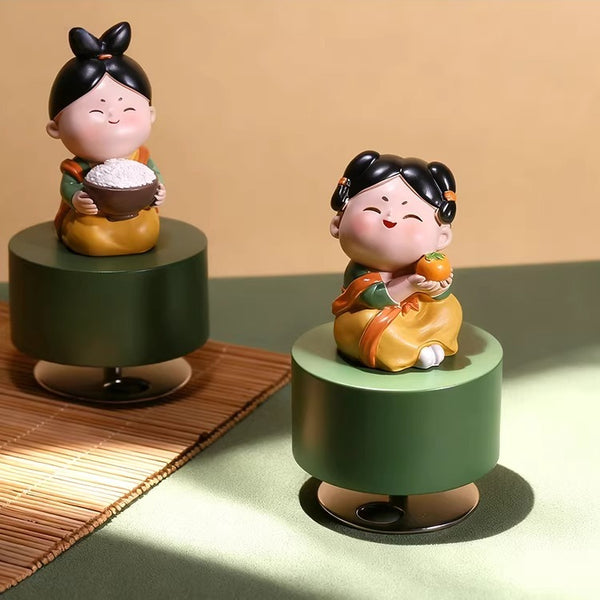 Tang Dynasty Lady Rotating Wooden Music Box