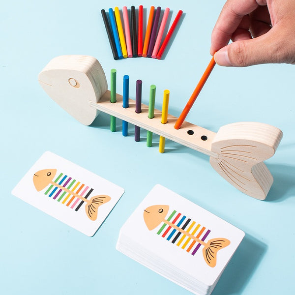 Wooden Fish Bone Color Matching Game