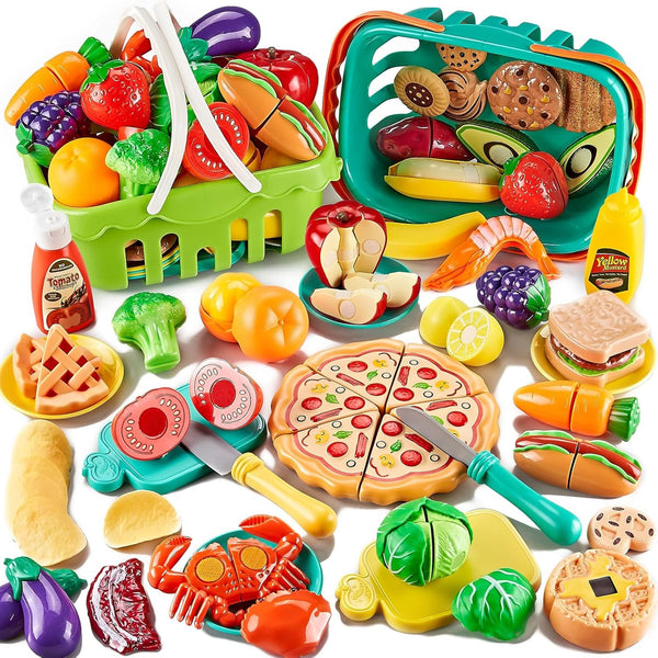 30-Piece Pretend Play Food Set with Storage Basket