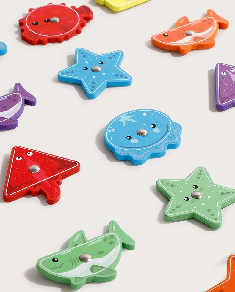 Catch & Match Magnetic Wooden Fishing Game – 36-Piece Set