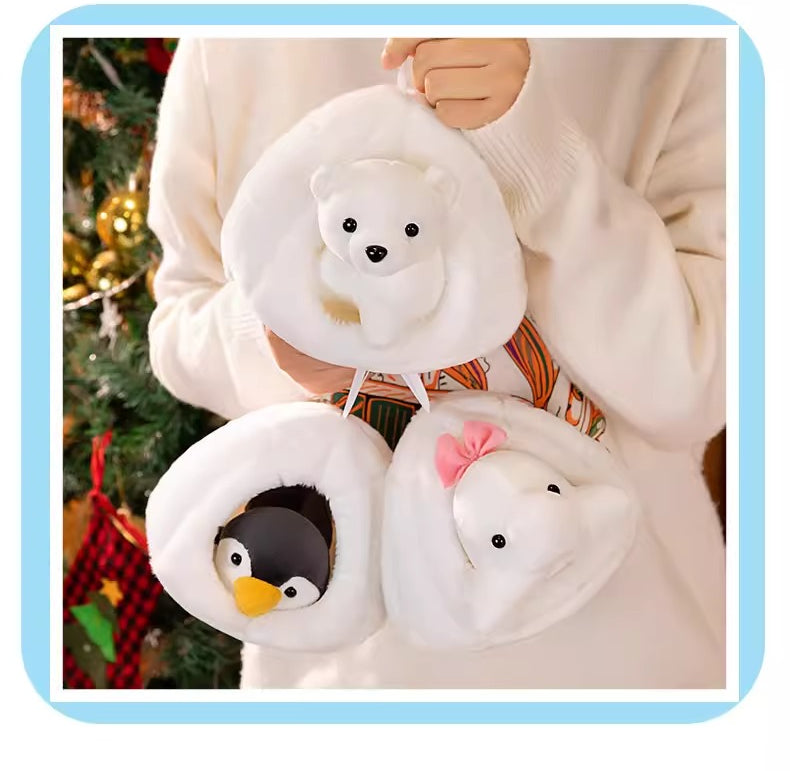 Arctic Animal and Igloo Plush Set