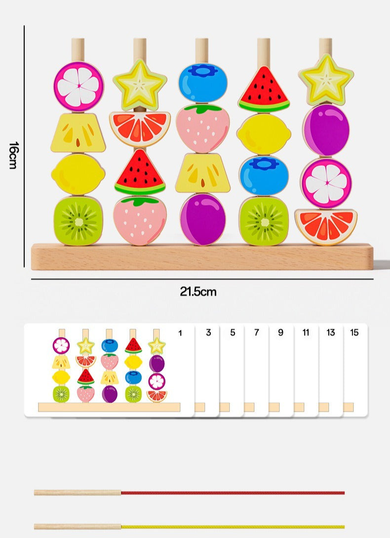 Montessori Wooden Pegging & Lacing Game
