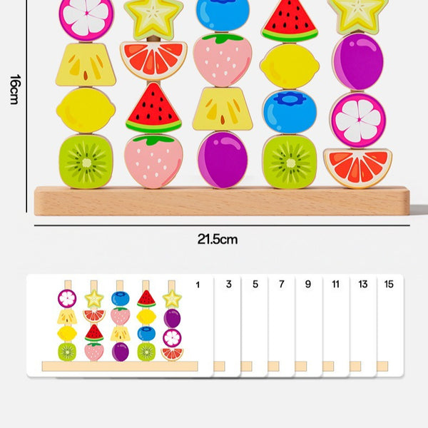 Montessori Wooden Pegging & Lacing Game