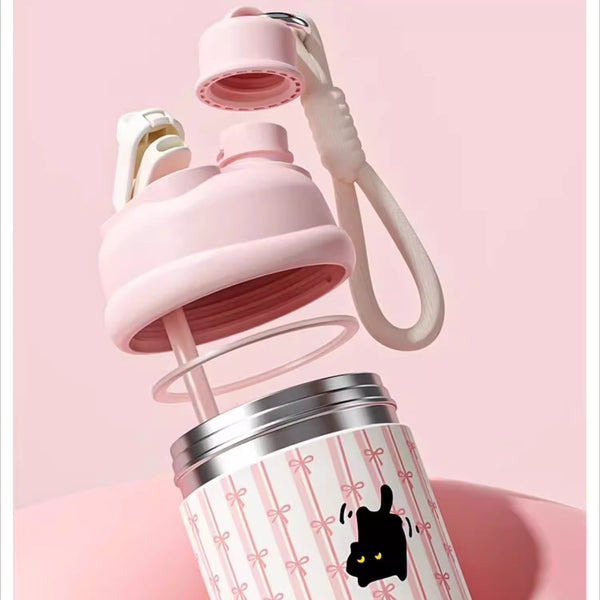 Compact Stainless Steel Insulated Bottle with Dual-Drink Lid