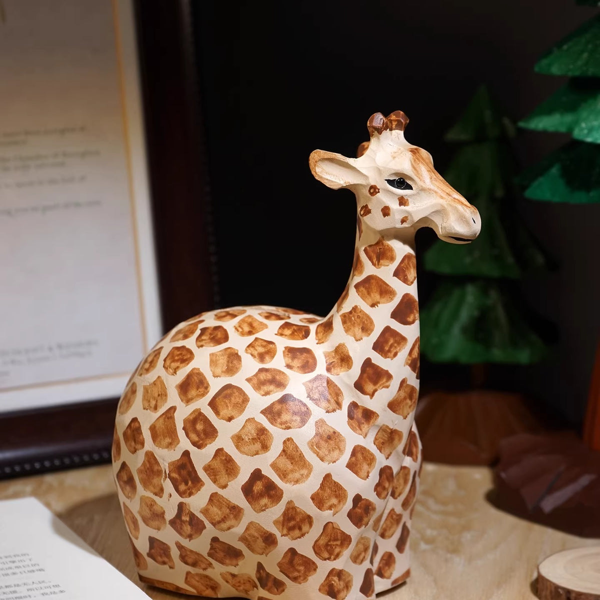 Hand-Carved Wooden Animal Piggy Bank
