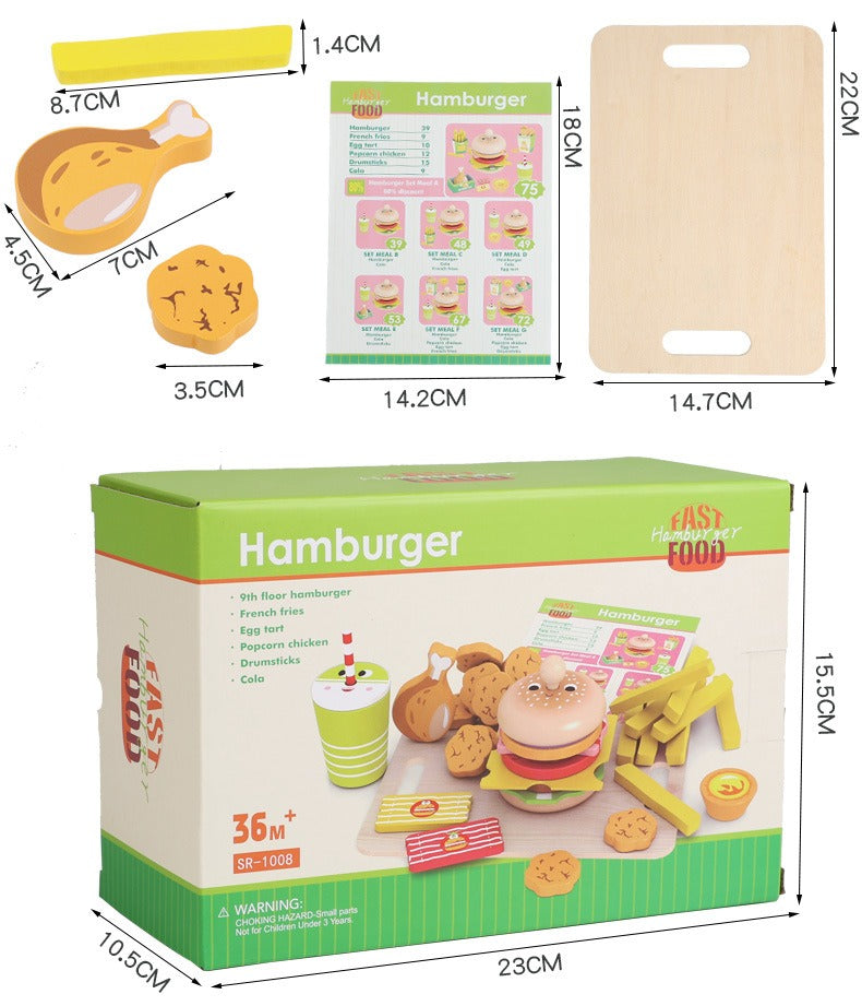 Wooden Pretend Play Fast Food Set