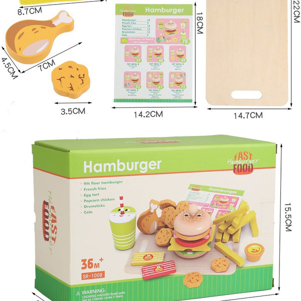 Wooden Pretend Play Fast Food Set