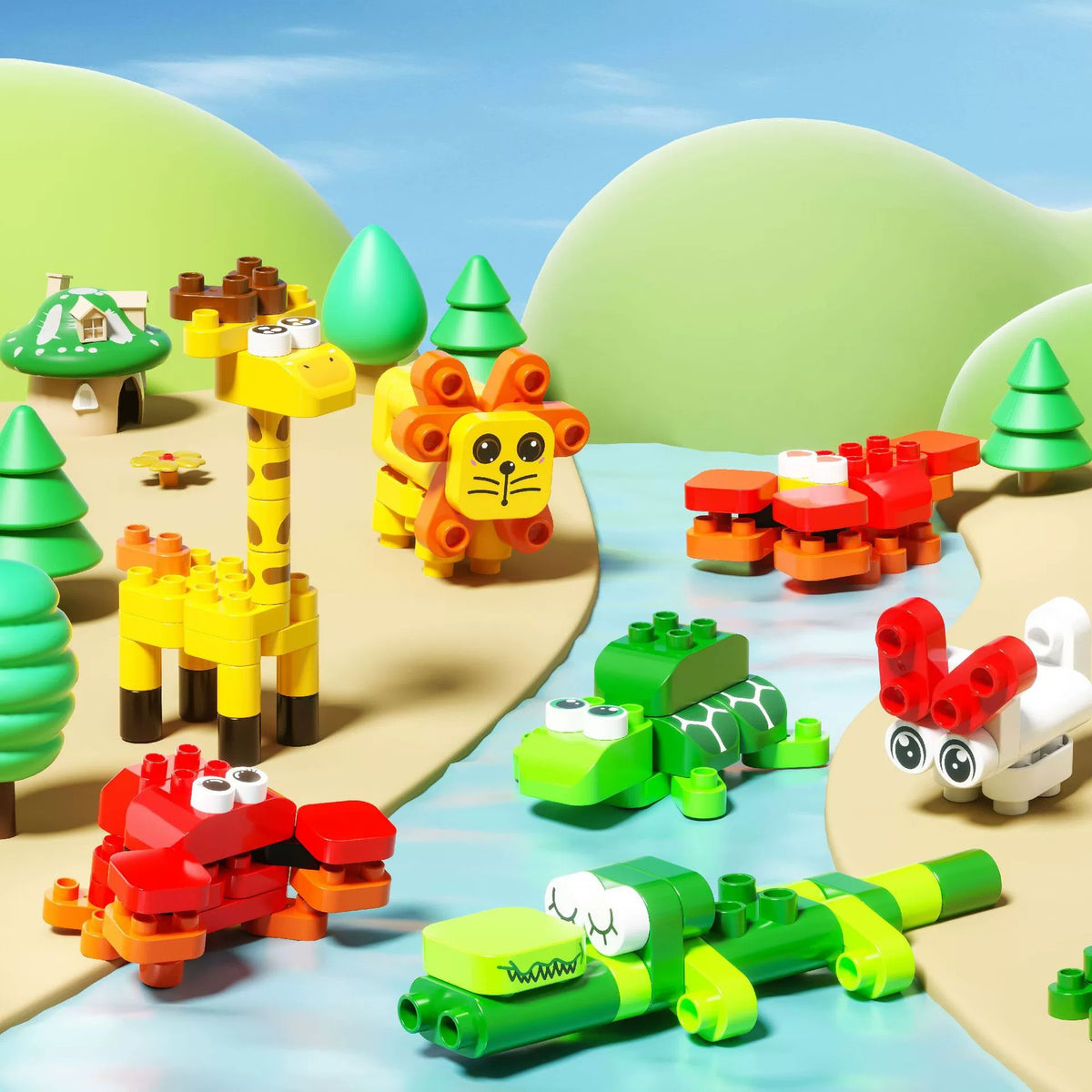 154-Piece Animal World Large Building Blocks Gift Set