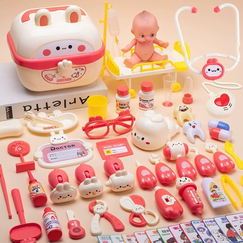 Bunny Medical Doctor Pretend Play Set with Doll and Bed