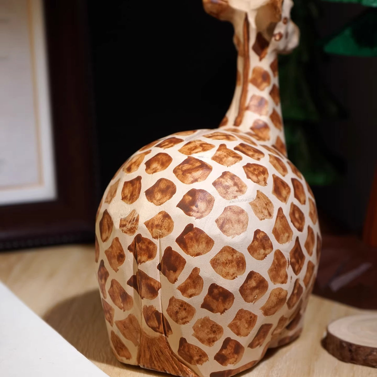 Hand-Carved Wooden Animal Piggy Bank