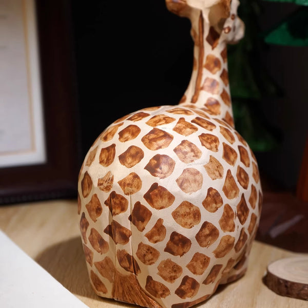 Hand-Carved Wooden Animal Piggy Bank
