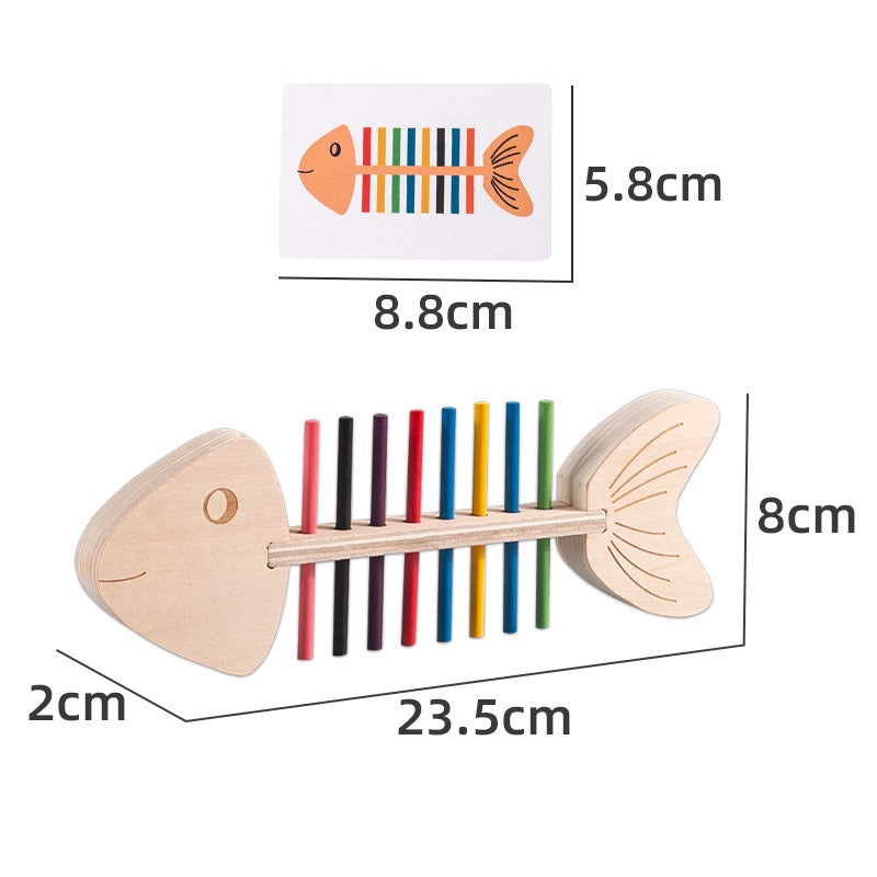 Wooden Fish Bone Color Matching Game