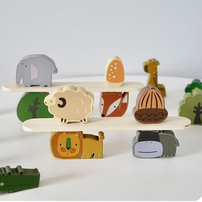 Wooden Forest Animal Stacking Balance Game