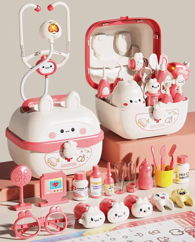 Bunny Medical Doctor Pretend Play Set with Doll and Bed