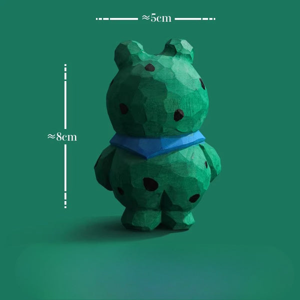 Hand-Carved Wooden "Stubborn Frog" Desktop Ornament