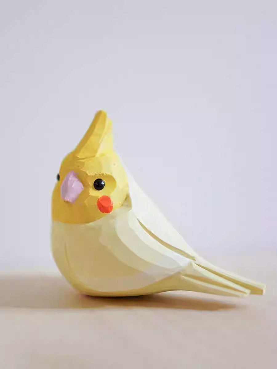Hand-Carved Wooden Parrot Figurine