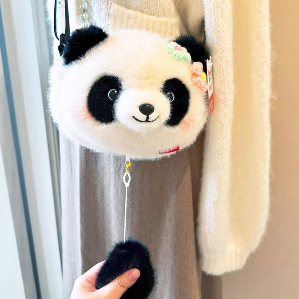 Soft Plush Panda Character Crossbody Bag
