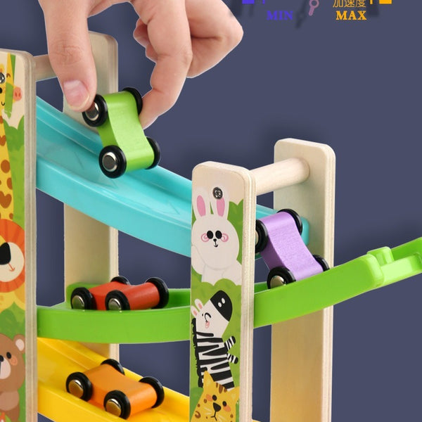 Wooden Car Ramp Racer Zig-Zag Track Toy