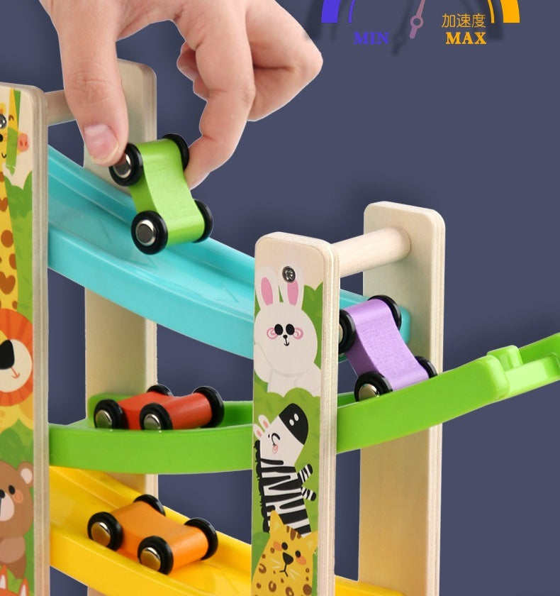 Wooden Car Ramp Racer Zig-Zag Track Toy