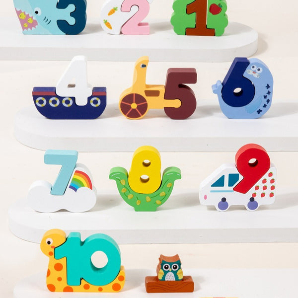 Wooden Number Counting Toy Matching Block Set