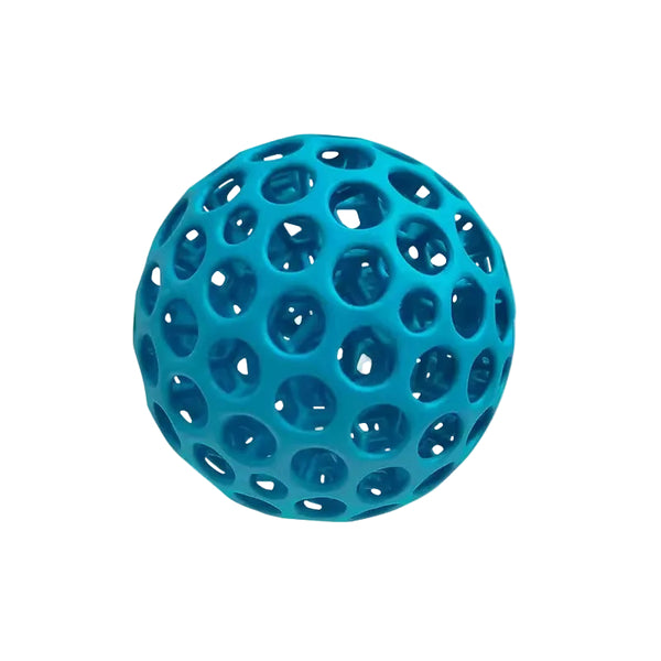 Blue lattice stress relief ball with 3D-printed open structure