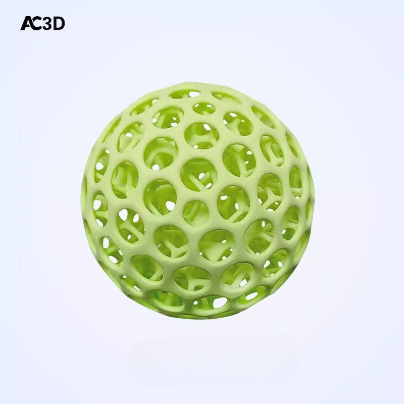 Green lattice stress relief ball with 3D-printed open structure