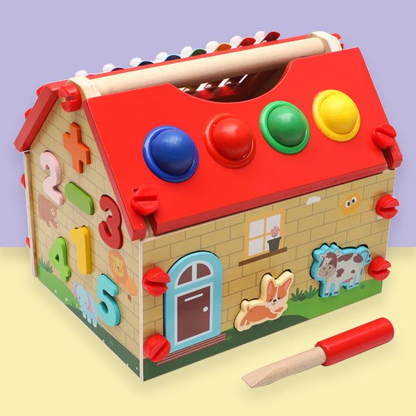 Wooden 6-in-1 Discovery Activity House & Musical Play Set