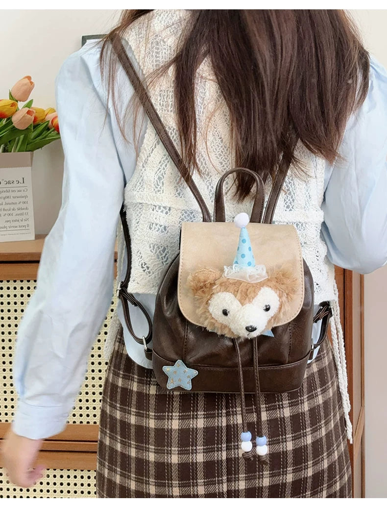 Duffy Bear Drawstring Plush Backpack