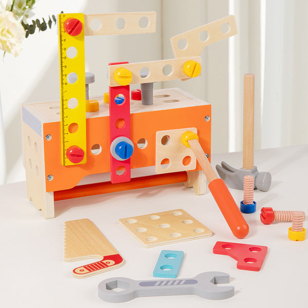 Wooden 3-in-1 Builder’s Tool Truck & Workbench Set