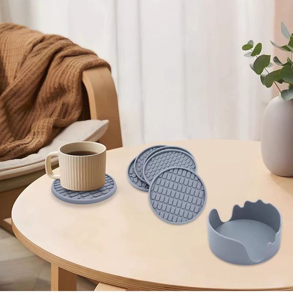 Silicone Coaster Set with Holder