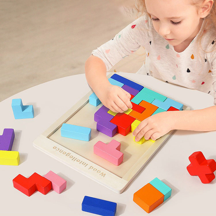 The Big Brain 3D Wooden Tetris Puzzle & Stacking Blocks