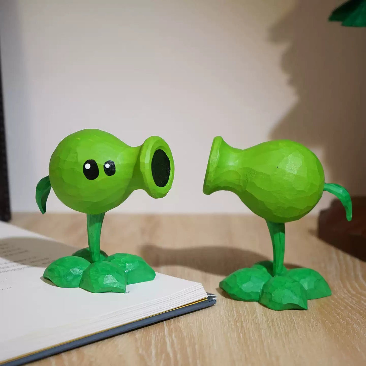 Hand-Carved Wooden Peashooter Figurine FantastiKurios