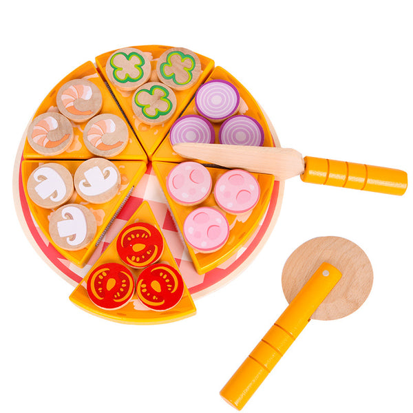 Wooden Make-Believe Pizza Party Set – 27-Piece Slice & Serve Kit