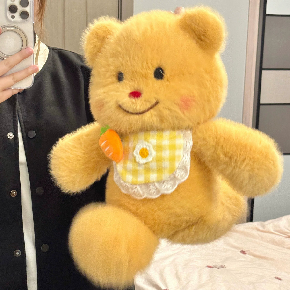Running Cream Bear Plush Cushion