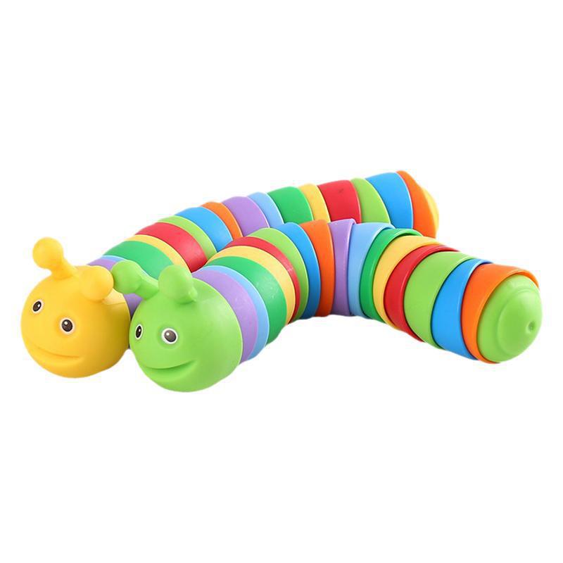 Colorful toy caterpillar on a white background
