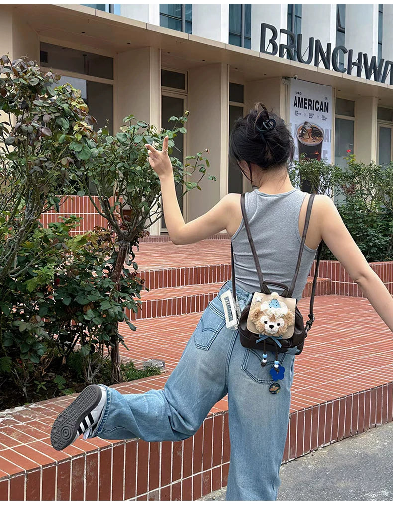 Duffy Bear Drawstring Plush Backpack