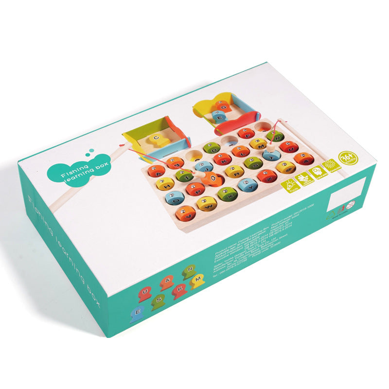 Wooden Magnetic Alphabet Fishing Game – 28 Piece Color Sorting Toy