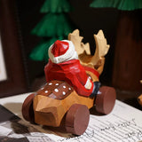 Hand-Carved Wooden Santa and Reindeer Sleigh Ornament FantastiKurios