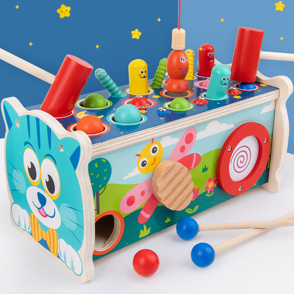 Wooden Cat 7-in-1 Musical & Activity Bench