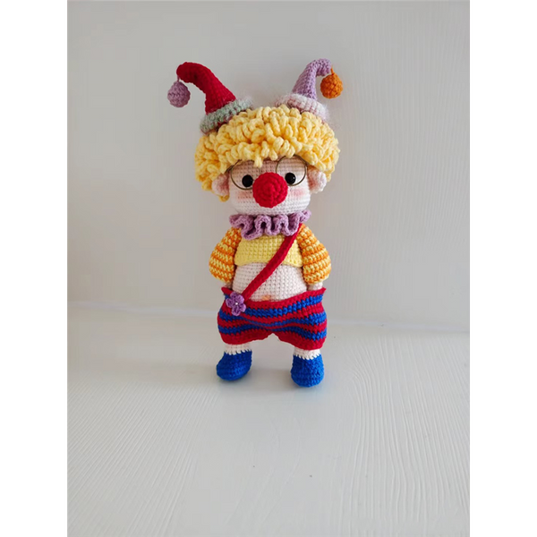Hand-Knitted Pocket Clown Figure