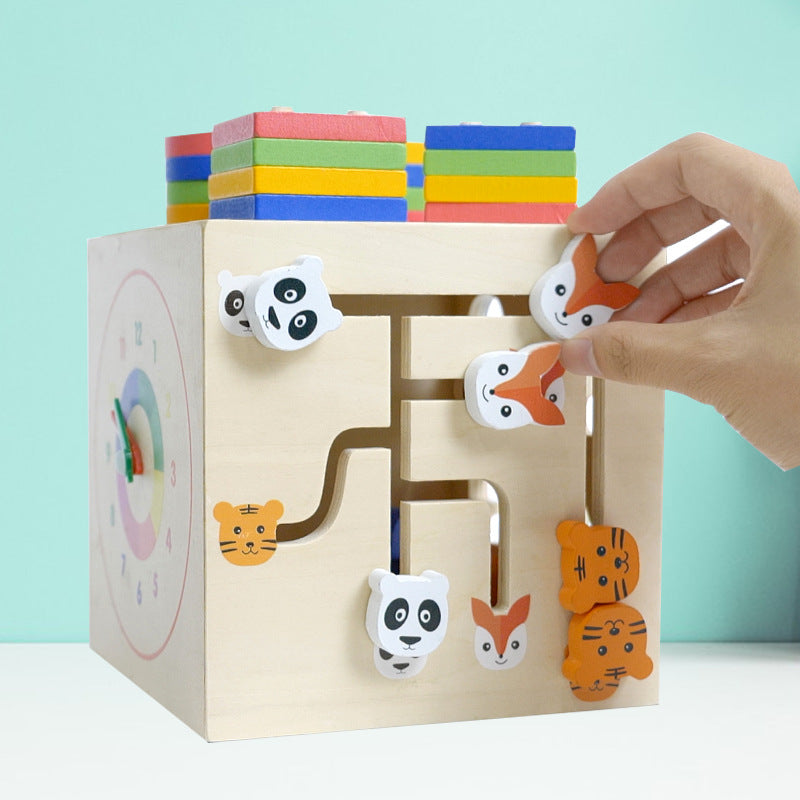 6-in-1 Montessori Wooden Activity Cube & Shape Sorter