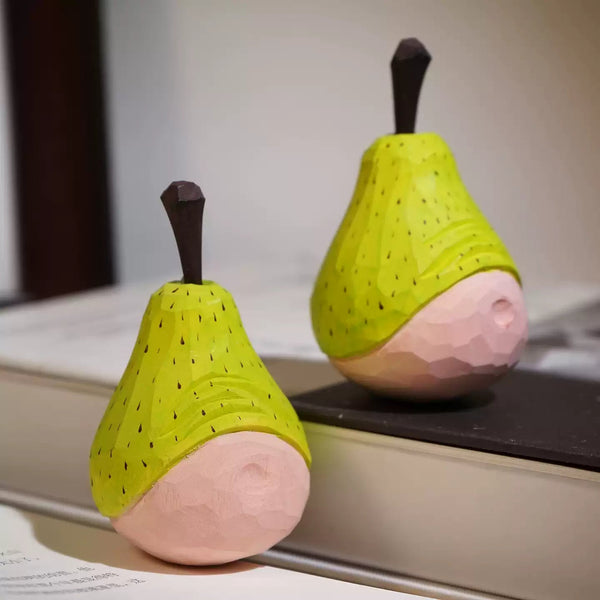 Hand-Carved Basswood Pear Figurine FantastiKurios