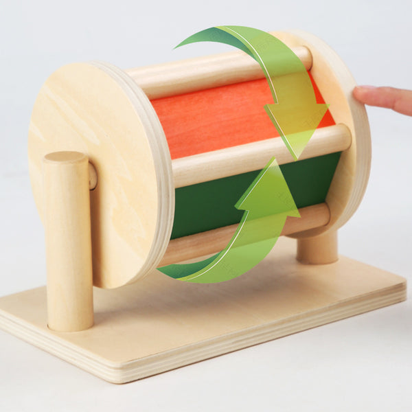 Montessori Wooden Spinning Drum with Mirror