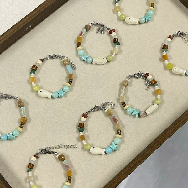 Handmade Ceramic Little Fish Bracelet Set